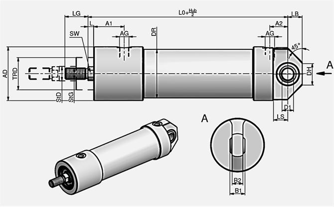 Titel: Pneumatik Teleskopzylinder T2 A4 - Beschreibung: BOHN Pneumatik - Hersteller von Pneumatik Sonderzylinder und Pneumatik Teleskopzylinder, sowie pneumatischen Sonderlösungen und Baugruppen