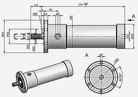 Titel: Pneumatik Teleskopzylinder T2 A6 - Beschreibung: BOHN Pneumatik - Hersteller von Pneumatik Sonderzylinder und Pneumatik Teleskopzylinder, sowie pneumatischen Sonderlösungen und Baugruppen
