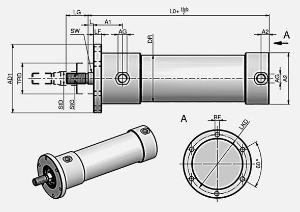 Titel: Pneumatik Teleskopzylinder T2 A7 - Beschreibung: BOHN Pneumatik - Hersteller von Pneumatik Sonderzylinder und Pneumatik Teleskopzylinder, sowie pneumatischen Sonderlösungen und Baugruppen