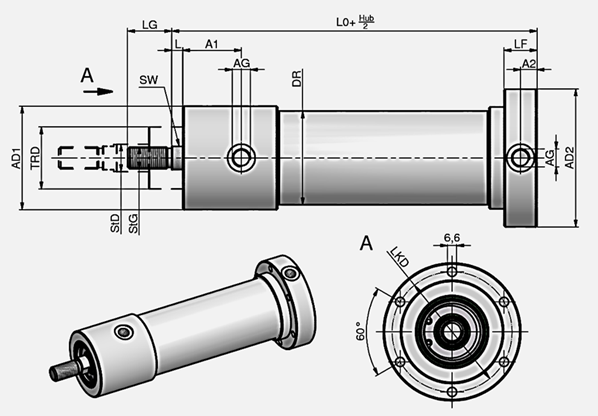 Titel: Pneumatik Teleskopzylinder T2 A8 - Beschreibung: BOHN Pneumatik - Hersteller von Pneumatik Sonderzylinder und Pneumatik Teleskopzylinder, sowie pneumatischen Sonderlösungen und Baugruppen